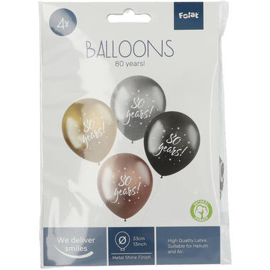 Balloons Shimmer '80 Years!' Electric 33cm - 4 pieces 2