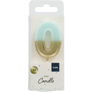 Candle Retro Number 0 Light Blue 2