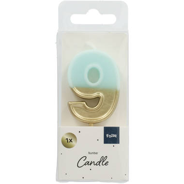 Candle Retro Number 9 Light Blue 2