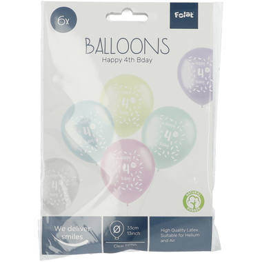 Balloons Pastel 4 Years Multicolored 33cm - 6 pieces 2