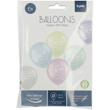 Balloons Pastel 10 Years Multicolored 33cm - 6 pieces 2