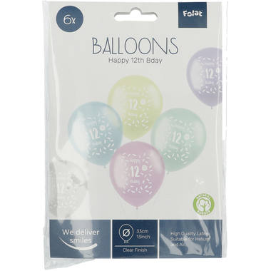 Ballons Pastell 12 Jahre Mehrfarbig 33cm - 6 Stück 2
