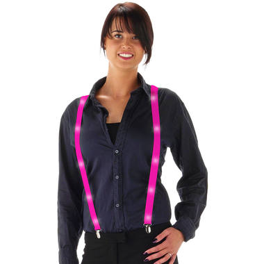 LED Suspenders Neon Pink 1