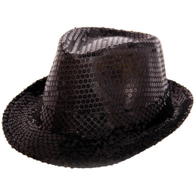 Cappello trilby nero metallizzato con glitter 1