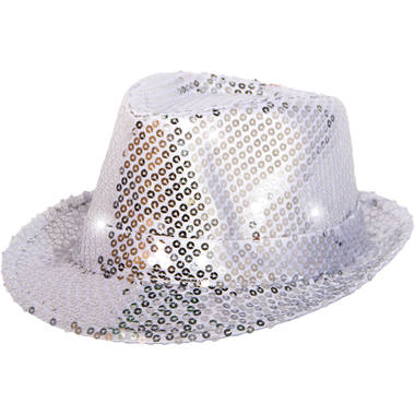 Cappello trilby argento con luci led e glitter 1