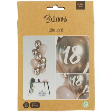 Balloons Golden Latte 18 Years 33cm - 12 pieces 3