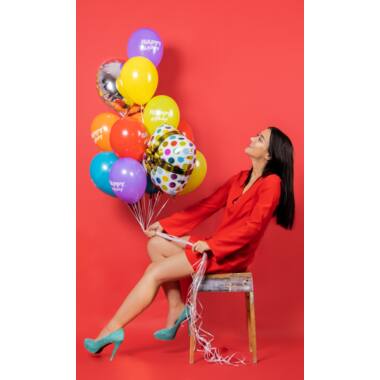 Bomboletta elio BalloonGaz 30 'Happy Birthday' con palloncini e nastro 10
