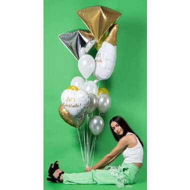 Bomboletta elio BalloonGaz 30 'Celebrate' con palloncini e nastro 10