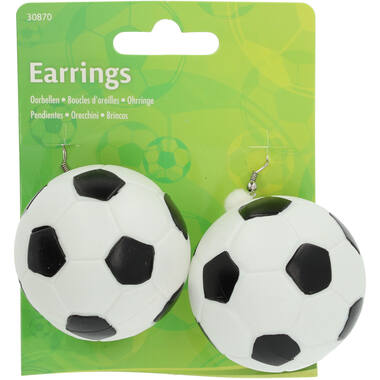 Earrings Footballs Black and White 2