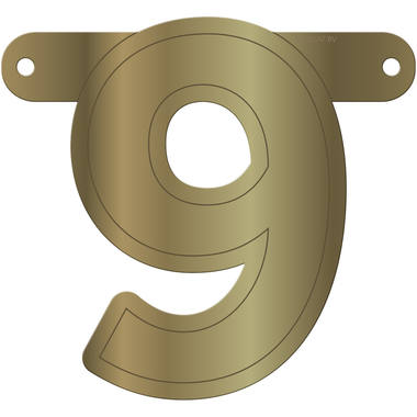 Banner lettera 9 oro metallizzato 1