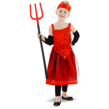 Vestito da diavolo con ragnatele per bambine in 4 pezzi - Taglia M. 1