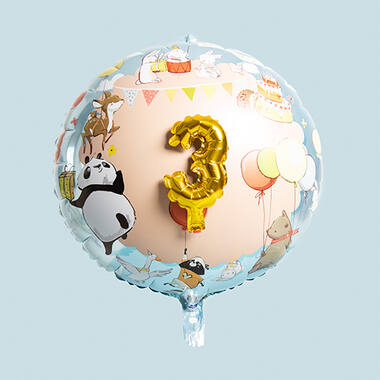 Folieballon 3D Dieren Cijfers 1-5 - 56 cm 6