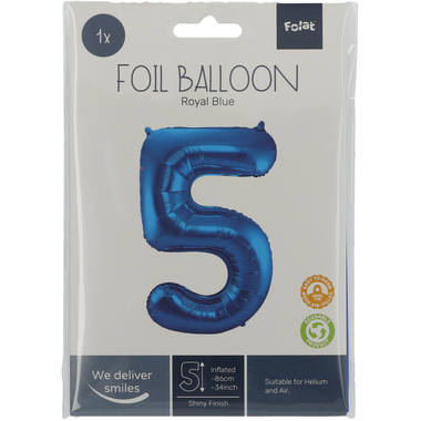 Palloncino Foil Numero 5 - Blu - 86 cm 3