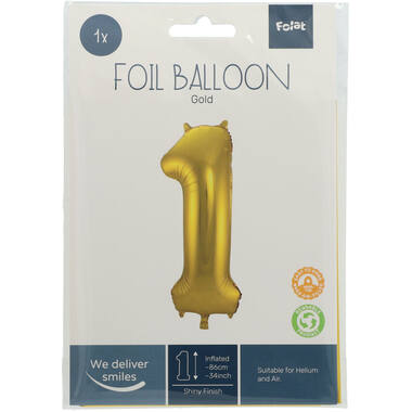 Goldener Folienballon Ziffer / Zahl 1 - 86 cm 4