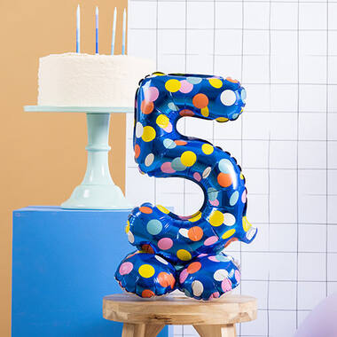 Palloncino Foil con Base Numero 5 Colorful Dots - 72 cm 4