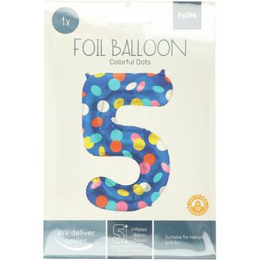 Palloncino Foil Numero 5 Colorful Dots - 86 cm 2