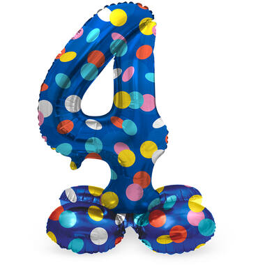 Staande Folieballon Cijfer 4 Colorful Dots - 41 cm 1