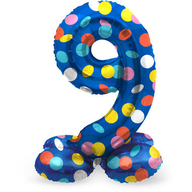 Palloncino Foil con Base Numero 9 Colorful Dots - 41 cm 1