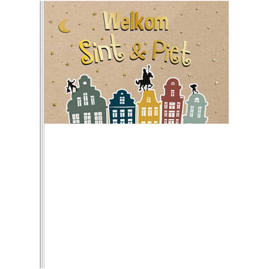 Bandiera sventolante 'Welkom Sint & Piet' (NL) - 30x20cm 1