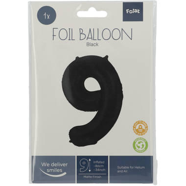 Foil Balloon Number 9 Black Metallic Matt - 86 cm 2