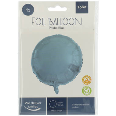 Folieballon Rond Pastel Blauw Metallic Mat - 45 cm 2