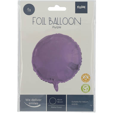 Folieballon Rond Paars Metallic Mat - 45 cm 2