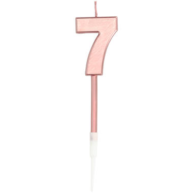 Candela numero 7 in oro rosa metallizzato 1