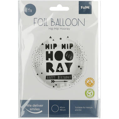 Folieballon Hip Hip Hooray Zwart-Wit - 45 cm 2