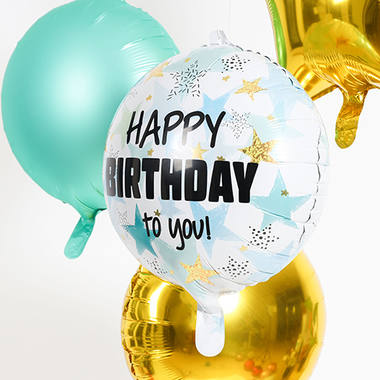 Folieballon Verjaardag Sterren Blauw/Goud - 45 cm 4
