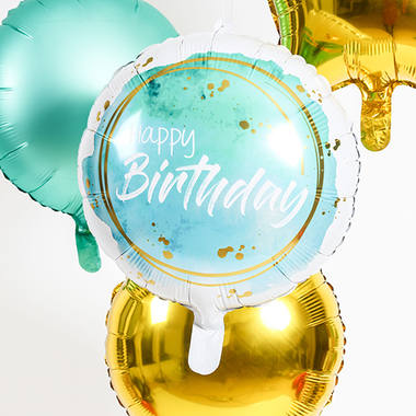 Folieballon Verjaardag Aquarelle Aqua - 45 cm 4