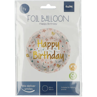 Folieballon Verjaardag Bloemen Roze - 45 cm 2