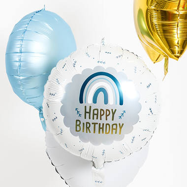 Folieballon Verjaardag Regenboog Blauw - 45 cm 4