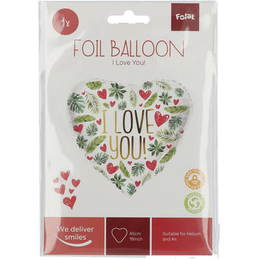 Folieballon Hartvormig I Love You - 45 cm 2