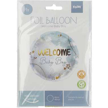 Balon foliowy Welcome Baby Boy niebieski - 45 cm 2
