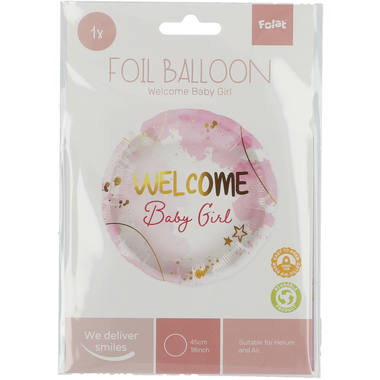 Palloncino foil Welcome Baby Girl Rosa - 45 cm 2