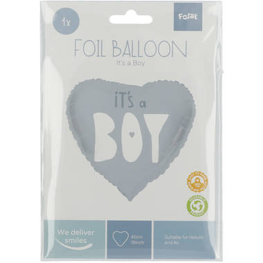 Folieballon Hartvormig It's a Boy Blauw - 45 cm 2