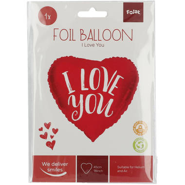 Balon foliowy w kształcie serca I Love You czerwony - 45 cm 2