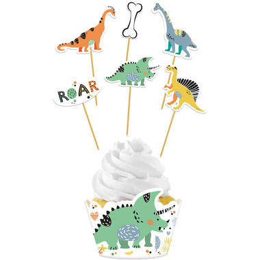 Cupcake Decoration Set Dino Roars - 12-piece 1