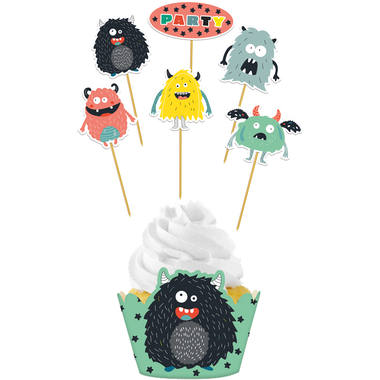 Cupcake Decoration Set Monster Bash - 12-piece 1