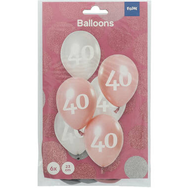 Palloncini Glossy Pink 40 Anni 23cm - 6 pezzi 2