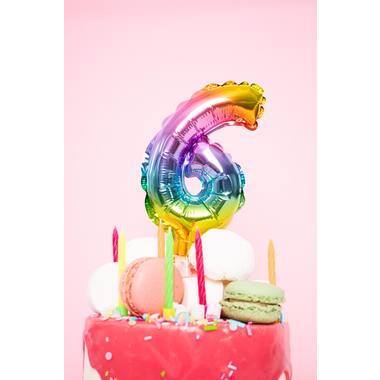Foil Balloon Cake Topper Rainbow Number 2 - 13cm 2
