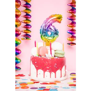 Cake Topper Palloncini Foil Numero Arcobaleno 5-13 cm 3
