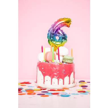 Foil Balloon Cake Topper Rainbow Number 9 - 13cm 4
