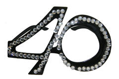 40th Birthday Glasses Black with Diamond Frame  1