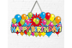 Deurbord 3d balloons Happy Birthday Fotolijst