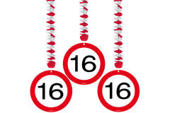 16th Birthday Traffic Sign Hangers - 3 pieces