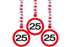 25th Birthday Traffic Sign Hangers - 3 pieces 
