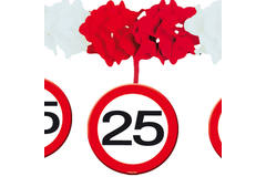 25th Birthday Traffic Sign Garland with Hangers