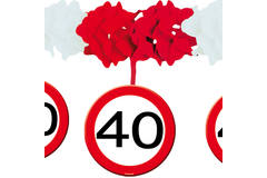 40th Birthday Traffic Sign Garland with Hangers