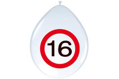 16th Birthday Traffic Sign Balloons - 8 pieces